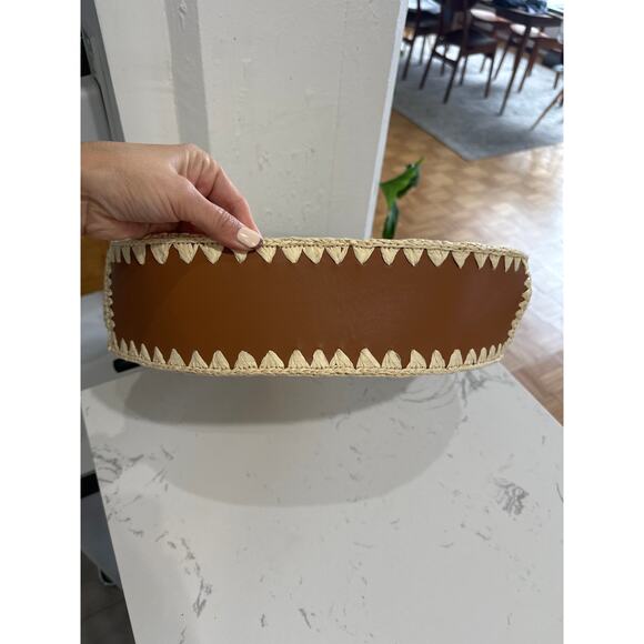 Talbots Leather Trim Straw Hobo Bag, Natural/Havana Tan, NWOT - Picture 3 of 10